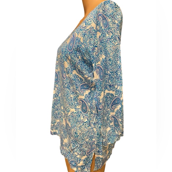 NWT Talbots 100% Cotton Playful Paisley V-Neck Sweater Size PL - Picture 6 of 13